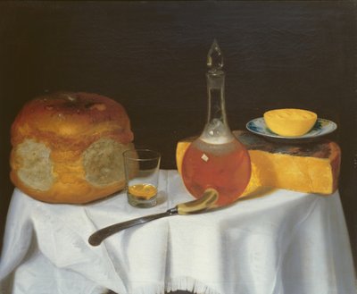 Still life with bread and cheese by George Smith